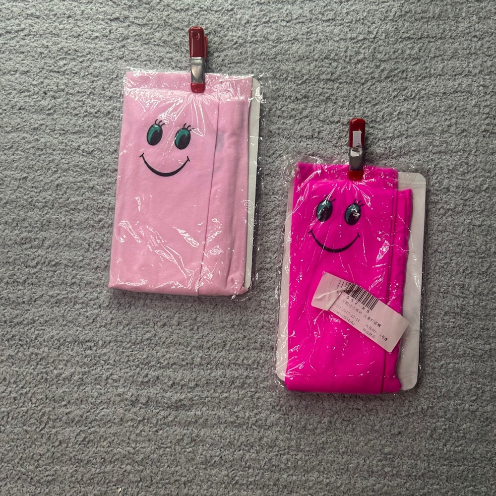 Unbranded Smiley Face Tights Pink Graphic OS Y2K Kidcore Retro  Kids 12-14